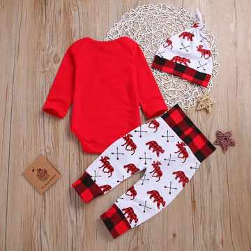 Baby's 3Pc "My First Christmas" Onesie,  Pant & Hat Set.